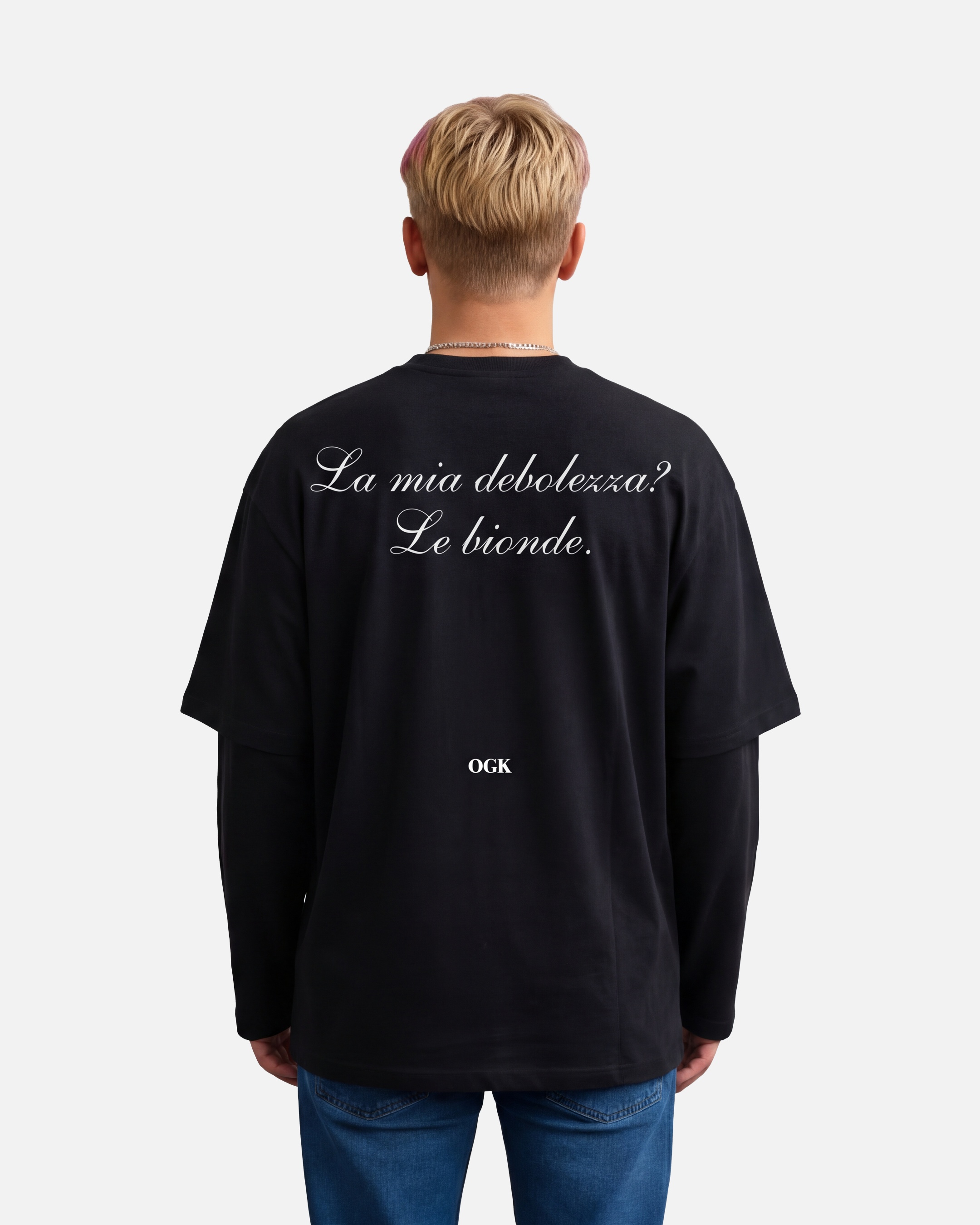 OGK "La mia debolezza? Le Bionde." Black | LONGSLEEVE OVERSIZE